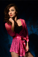 Magenta Pink Lace Lingerie Robe