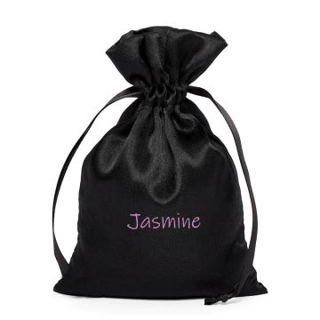 Customizable Black Silky Satin Gift Bag 8" x 13"