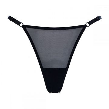 Natalia Sheer Black Adjustable Thong